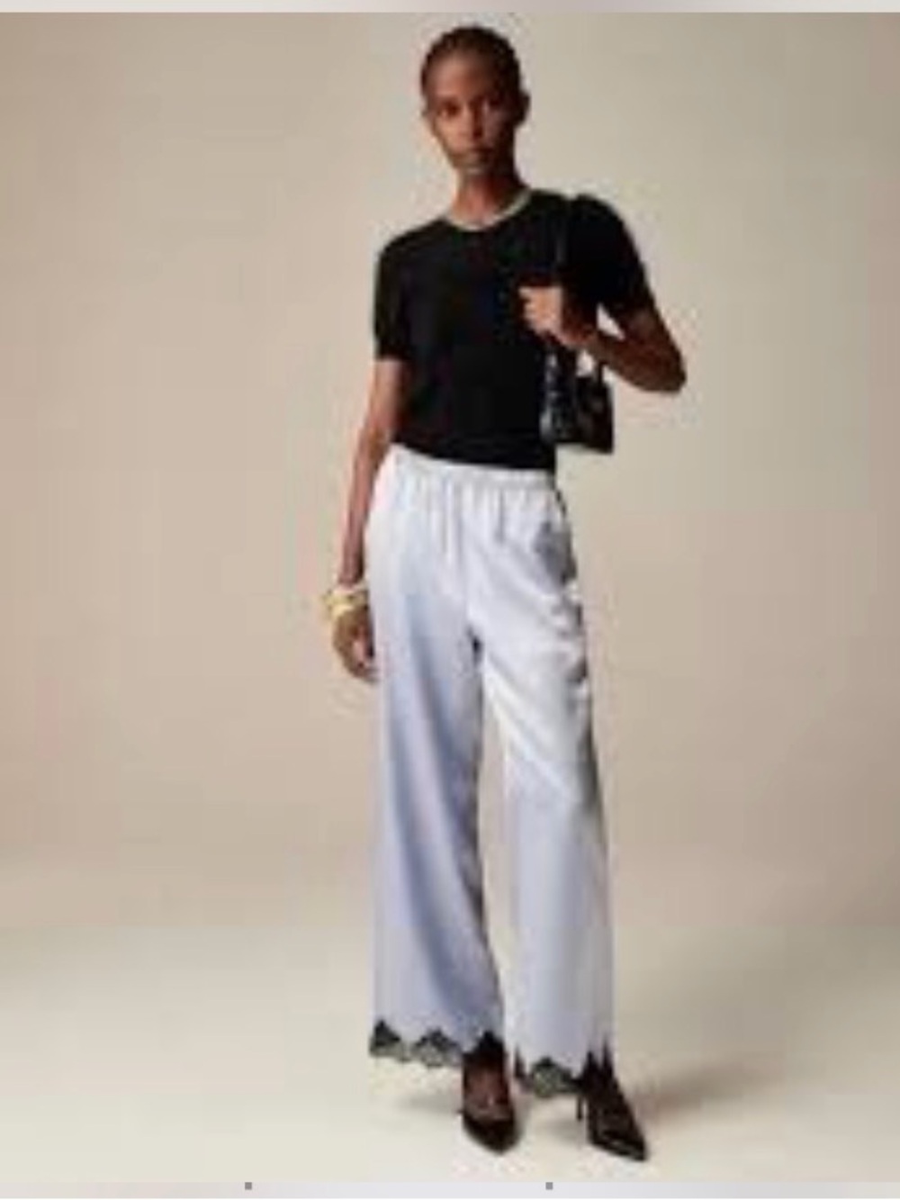 J Crew Women's Wide-Leg Lace Hem Pants XXL